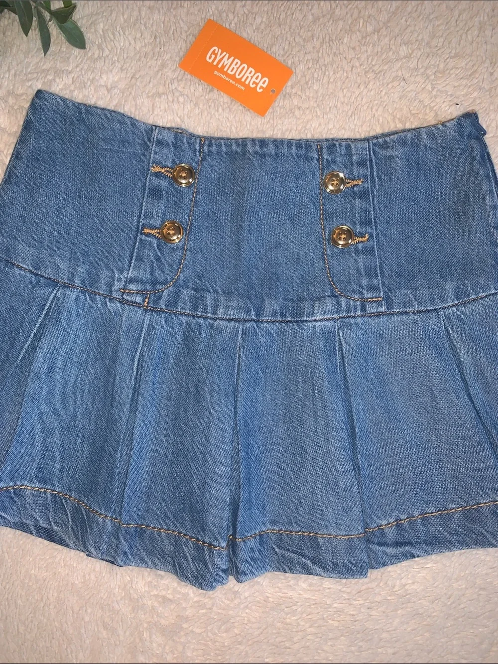 NWT Gymboree Denim Pleated Skirt 7 Adjustable Waist